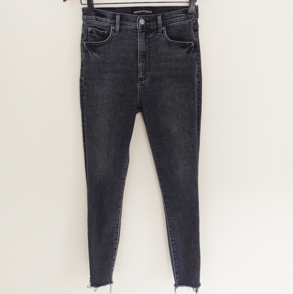Denim Forum Aritzia The Lola High Rise Skinny Crop Jeans Wash Dark Black 26